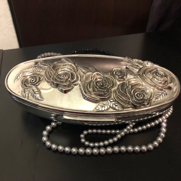 VTG Godinger Silver Plate Rose Jewelry Box Oval - Picture 6 of 10
